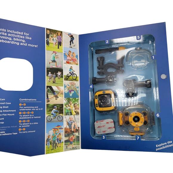 NWT Vtech Kidizoom Action Cam Yellow Model 80-170700 2.5 Hours Recording Time